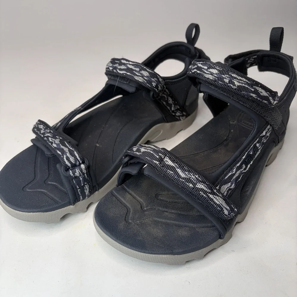 Teva K Tanza Youth Big Boys Sport Outdoor Sandals Size 7 Blue Gray Adjustable